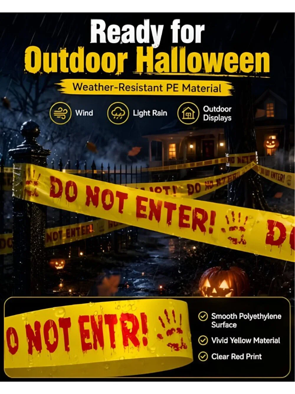 Halloween Decorations Caution Tape - Do Not Enter, Party Decor 2 in x 82 ft